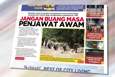 Laporan muka depan Sinar Harian siaran Jumaat.