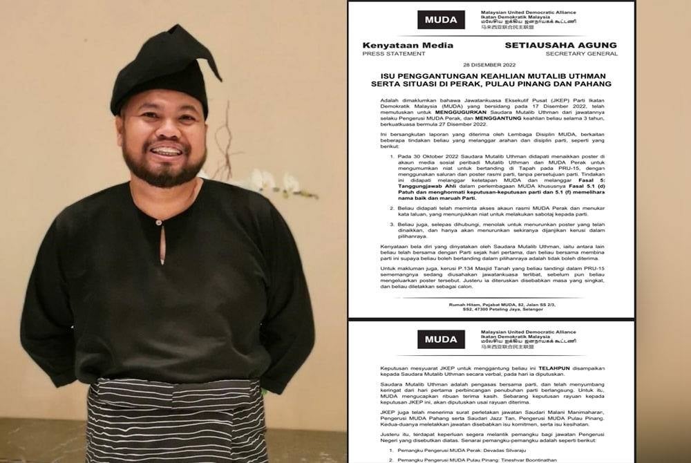 Mutalib (kiri), kenyataan Media Setiausaha Agung Muda, Amir Abd Hadi pada Rabu.