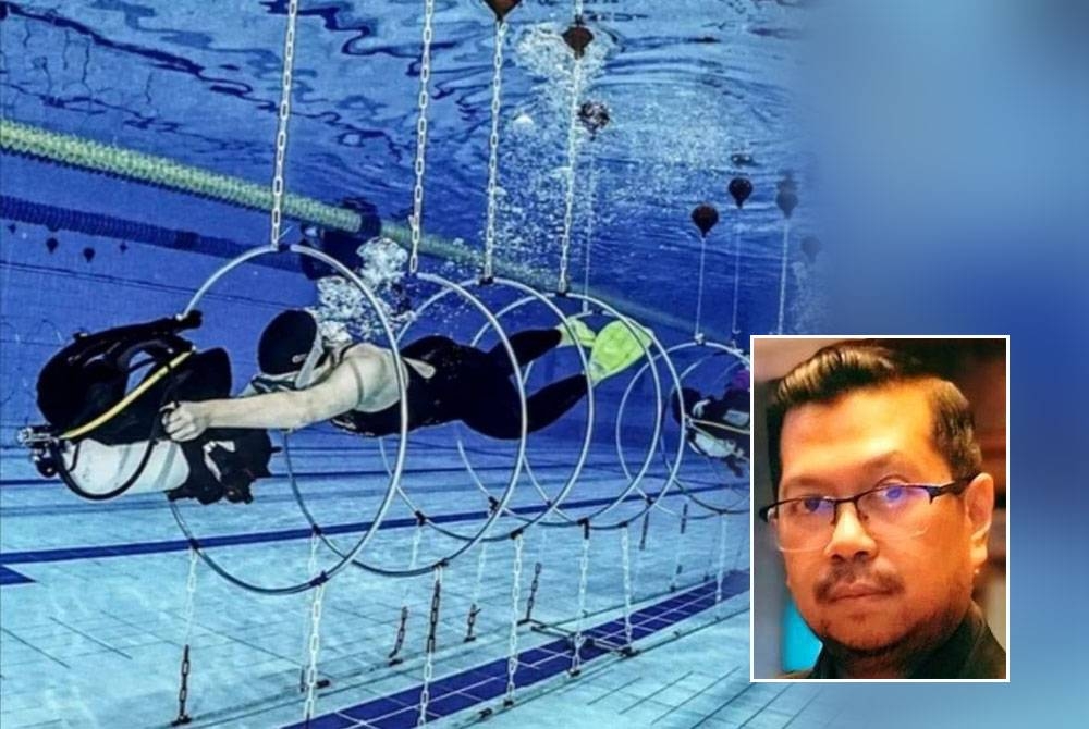 Obstacle Course antara acara sukan menyelam. Gambar kecil: Fadzli Shah