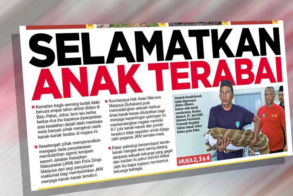 Laporan muka hadapan akhbar Sinar Harian.