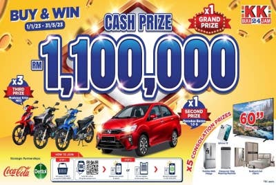 KK Super Mart menganjurkan Cabaran Beli & Menang RM1.1 juta bermula 1 Januari hingga 31 Mei 2023 di 666 outletnya di seluruh negara.