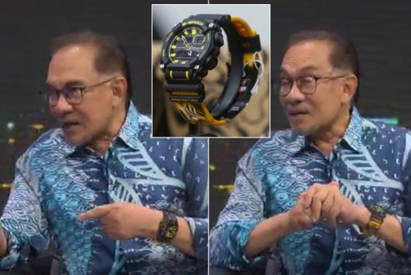 Anwar ketika program 'Naratif Khas bersama Perdana Menteri Datuk Seri Anwar Ibrahim' di saluran Radio Televisyen Malaysia (RTM) pada Jumaat. Gambar kecil: Jam tangan edisi terhad kedua G-SHOCK dan FAM, iaitu GA-900FAM-1A9 berharga RM699 telah dilancarkan pada 10 November 2021