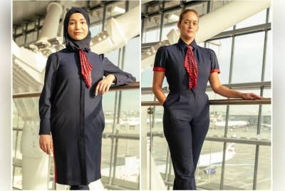 Antara seragam baharu British Airways yang dihasilkan pereka fesyen Britain, Ozwald Boateng. - Foto British Airways