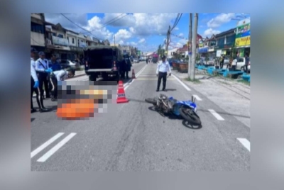 Remaja maut setelah motosikal yang ditunggangnya bergesel dengan sebuah motosikal sebelum terbabas dan dirempuh sebuah pacuan empat roda dalam kejadian di Jalan Sungai Tua-Ulu Yam Bharu di sini pada Isnin.