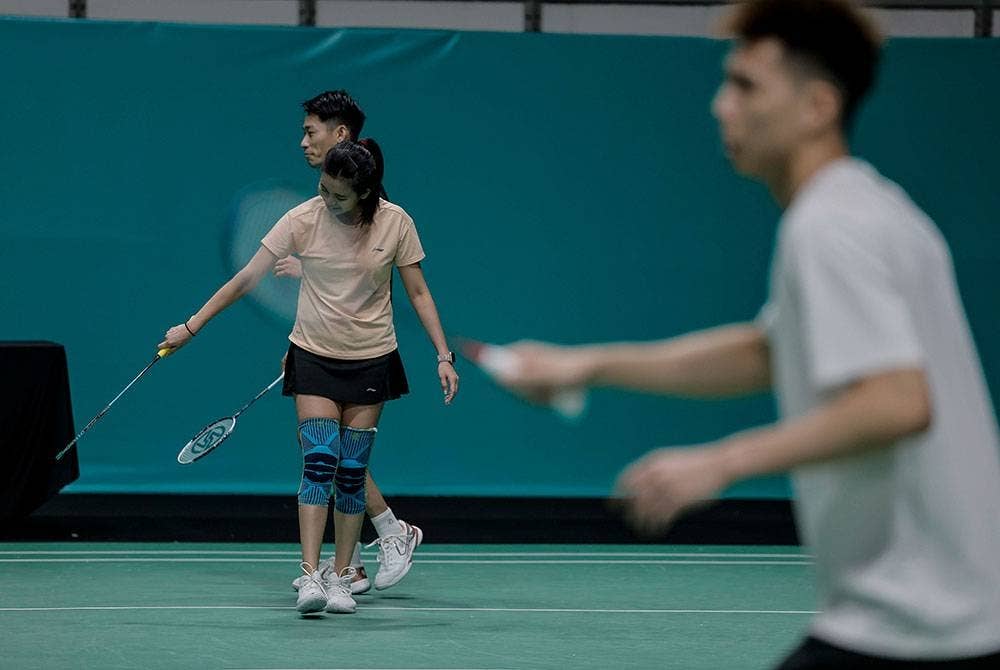 Peng Soon dan Liu Ying menjalani latihan di Axiata Arena, Bukit Jalil pada Ahad sebagai persiapan akhir bagi menghadapi Terbuka Malaysia 2023.