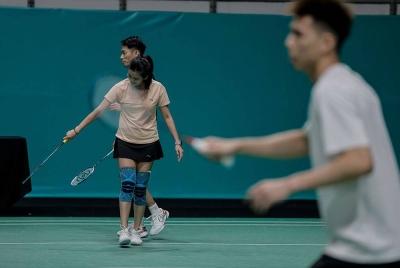 Peng Soon dan Liu Ying menjalani latihan di Axiata Arena, Bukit Jalil pada Ahad sebagai persiapan akhir bagi menghadapi Terbuka Malaysia 2023.