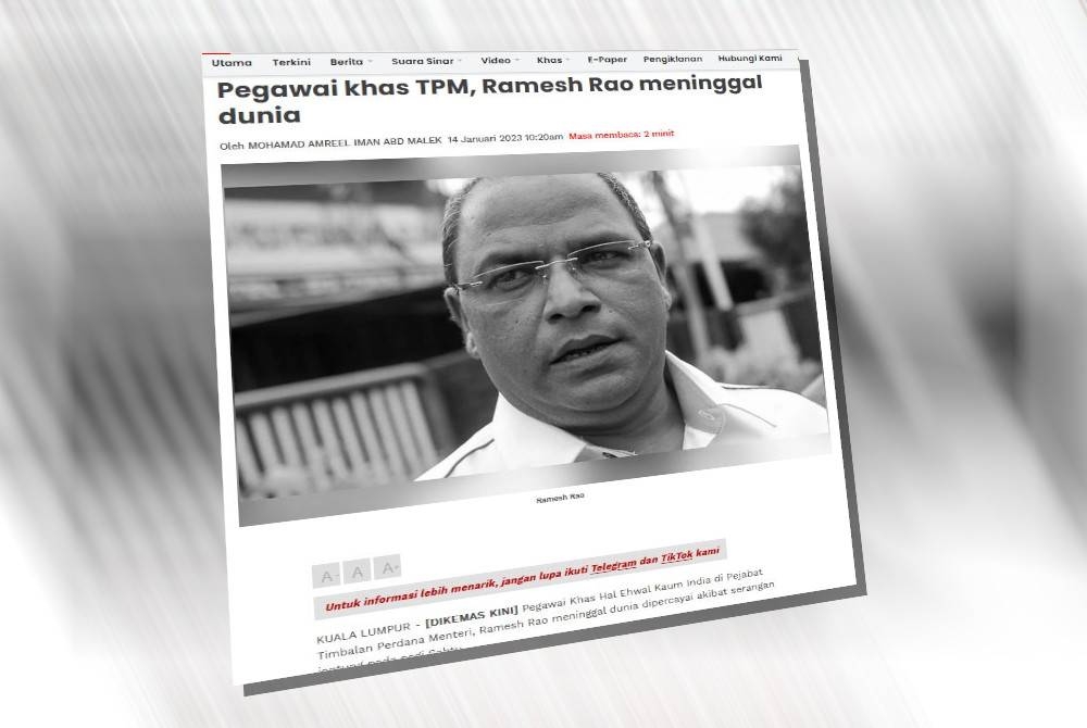 Laporan Sinar Harian pada Sabtu.