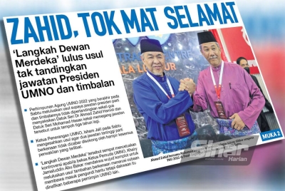 Laporan muka depan Sinar Ahad