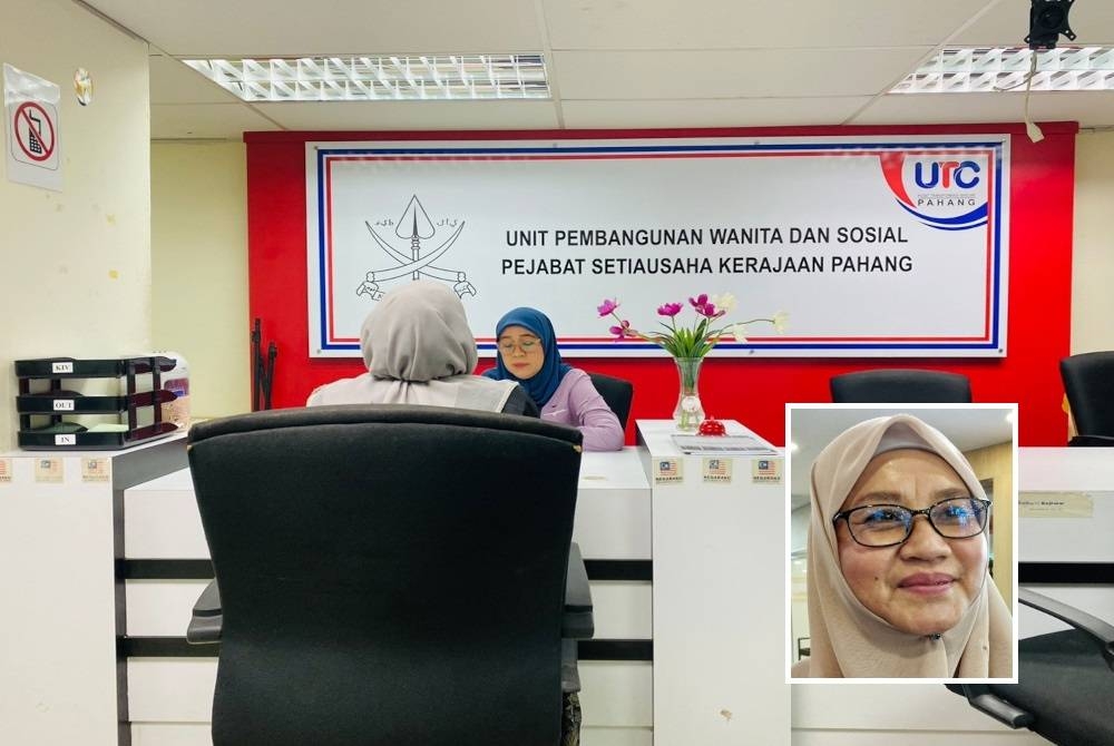 Pusat khidmat aduan wanita beroperasi di Pusat Transformasi Bandar bermula 1 Disember 2019 bagi membantu golongan wanita di Pahang. Gambar kecil: Sabariah
