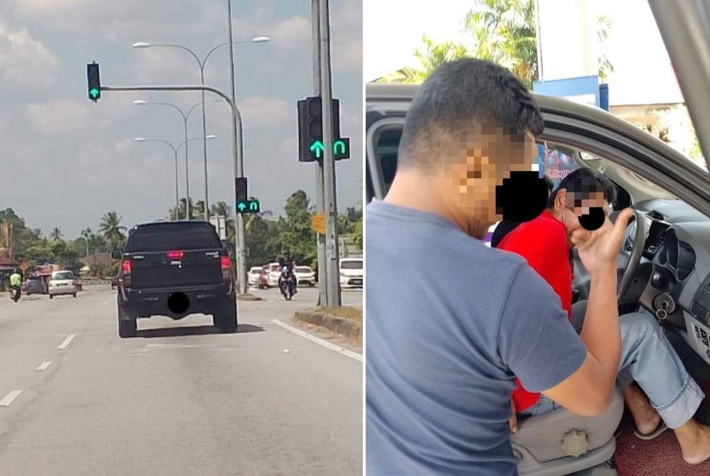 Polis berjaya menjejaki dan mengesan suspek sedang memandu kenderaan terbabit di persimpangan lampu isyarat di Pendang pada jam 1.30 petang pada Rabu. - Foto PDRM