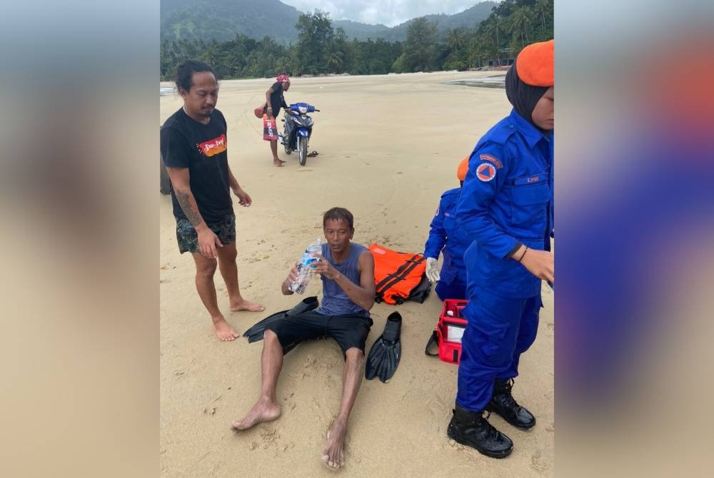 Mangsa yang dikhuatiri hilang ditemui selamat oleh orang awam. - Foto Maritim Malaysia