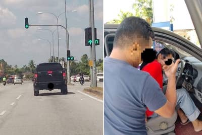 Polis berjaya menjejaki dan mengesan suspek sedang memandu kenderaan terbabit di persimpangan lampu isyarat di Pendang pada jam 1.30 petang pada Rabu. - Foto PDRM