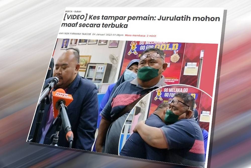 Laporan Sinar Harian mengenai permohonan maaf yang dilakukan jurulatih berkenaan.