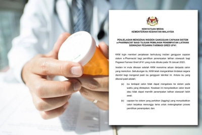 Kenyataan akhbar oleh KKM pada Ahad.