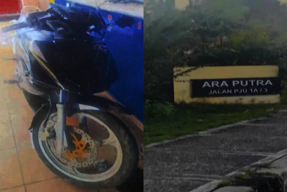 Seorang penunggang maut selepas motosikal ditungganginya dipercayai terbabas berhampiran Ara Putra sekitar jam 7.55 malam. - Foto PDRM