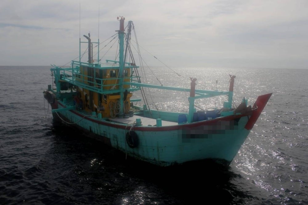 Bot nelayan tempatan kelas C yang dirampas daripada lima nelayan warga asing pada Isnin.