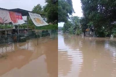 Tangkap layar rakaman video banjir kilat di Yap Tau Sah oleh orang awam. - Sumber Facebook Noor Noor