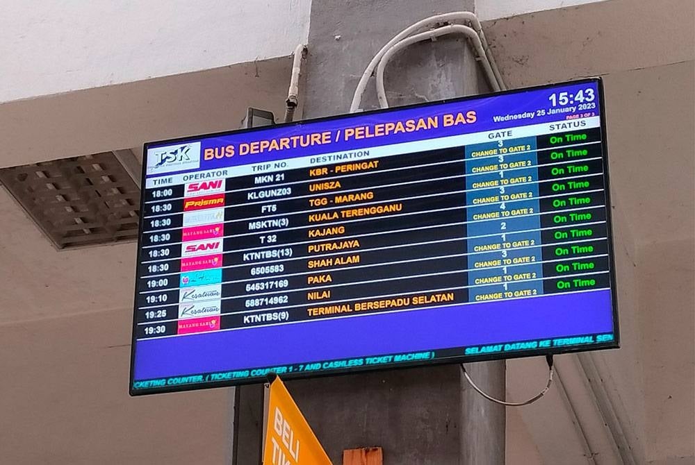 Sembilan papan informasi terdapat dalam bangunan TSK berfungsi dengan baik.