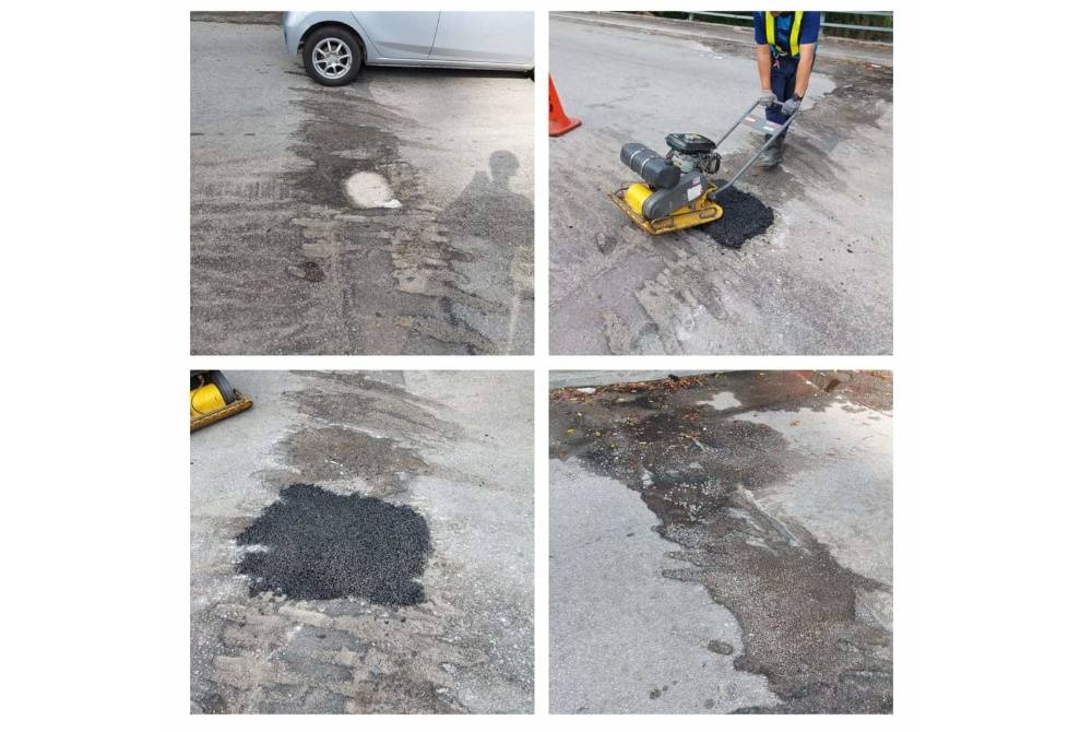 Kerja penurapan jalan dikongsikan di Facebook MPKJ pada Isnin.