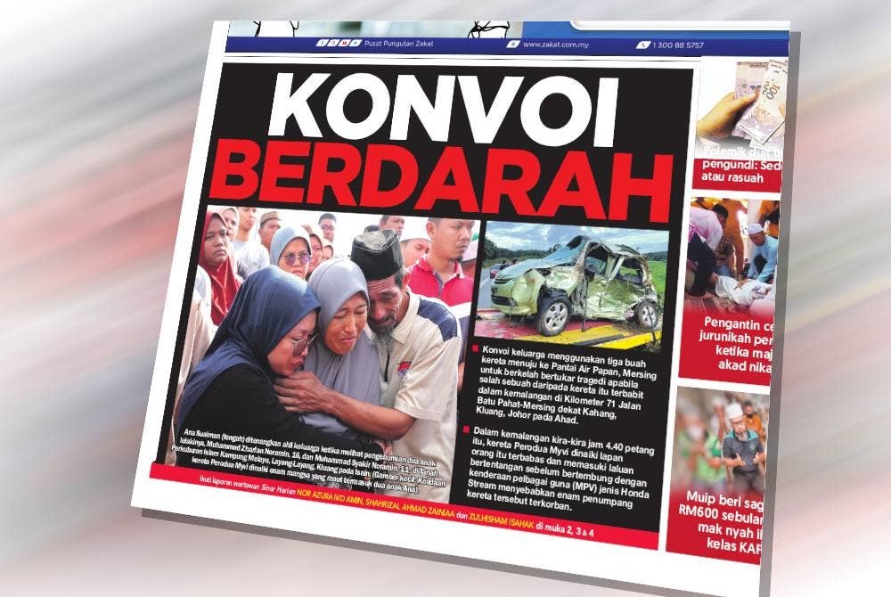 Laporan muka hadapan Sinar Harian pada Selasa.