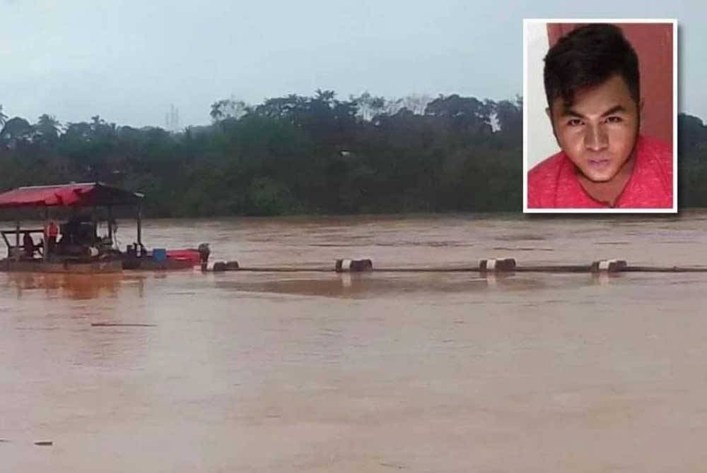 Seorang pemuda dikhuatiri lemas apabila bot yang dinaiki bersama bapa saudara dan rakan terbalik di Sungai Kelantan berhampiran Jambatan Guillemard, Machang pada Selasa. (Gambar kecil: Che Hishamuddin)