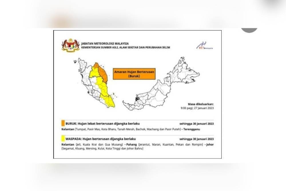 Amaran hujan berterusan