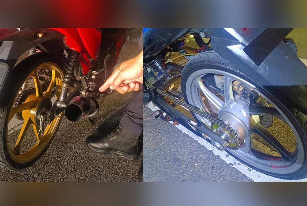 Antara kesalahan modifikasi yang dikesan menerusi Op Tahun Baharu Cina di Plaza Tol PJS2 pada Khamis. Foto: JPJ Selangor