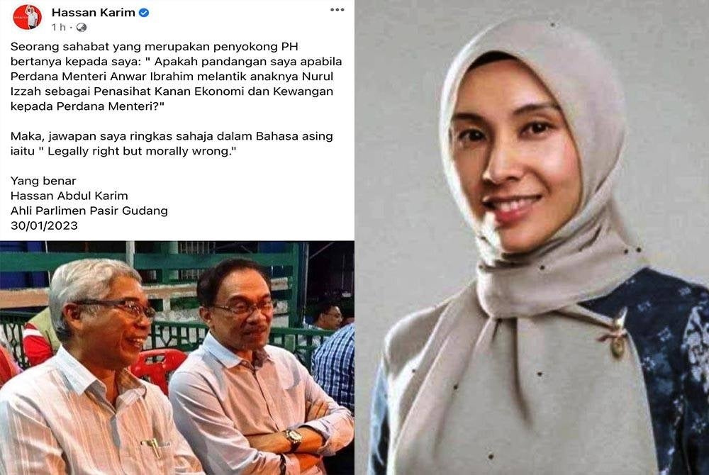 Hantaran Facebook Ahssan pada Isnin.(Gambar kanan : NURUL IZZAH)