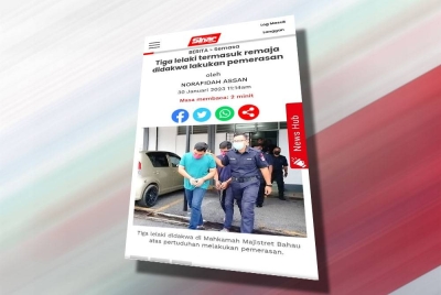 Laporan Sinar Harian pada Isnin berhubung kes pemerasan sebelum didakwa di Mahkamah Sesyen Kuala Pilah pada hari sama.