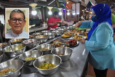 Kerajaan sepatutnya menurunkan harga bahan mentah seperti minyak masak, ayam, daging, sayur dan sebagainya sebelum mengajak rakyat untuk memboikot kedai makan atau restoran yang menjual makanan mahal. Gambar kecil: Pengerusi Persatuan Restoran Melayu Kelantan (PRMK), Nik Hassan Mohd Zain