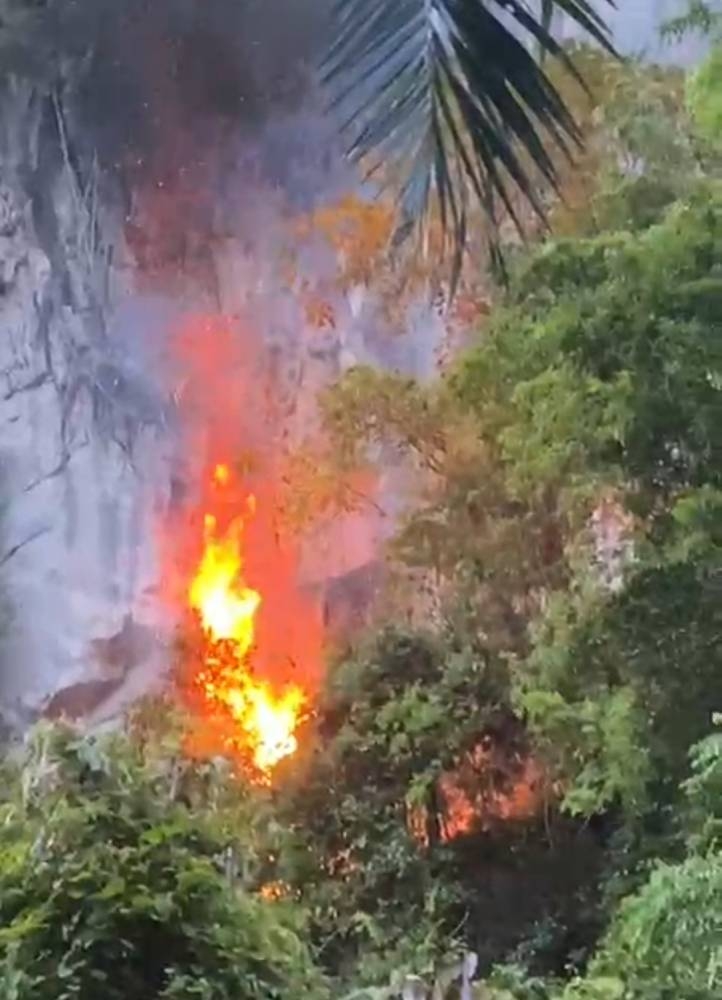 Kebakaran dikatakan merebak ke arah puncak gunung.