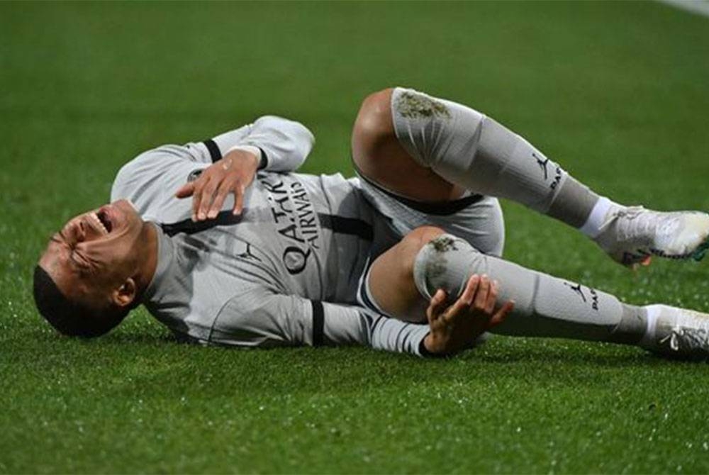 Mbappe mengalami kecederaan ketika aksi PSG menentang Montpellier pada Khamis. Foto Agensi