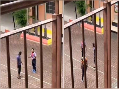 Tular video berdurasi 1.03 minit memaparkan seorang lelaki membawa sebatang kayu mengamuk dalam kawasan sekolah.