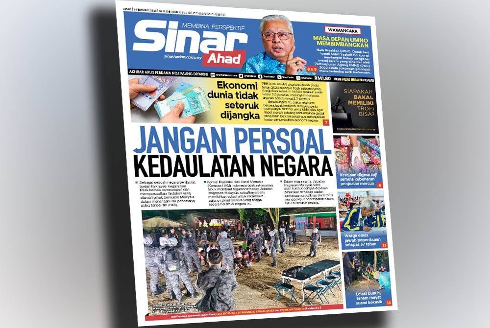 Laporan muka depan Sinar Ahad.