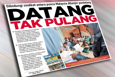 Laporan muka depan Sinar Harian pada Isnin.