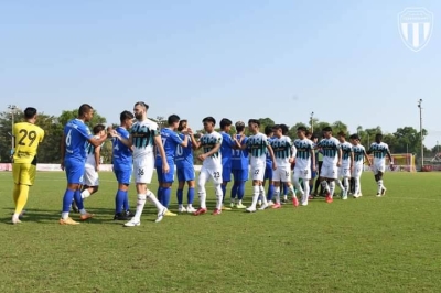 Aksi pemanas badan TFC menentang Rajpracha FC di Thailand pada Rabu. - Foto Facebook TFC