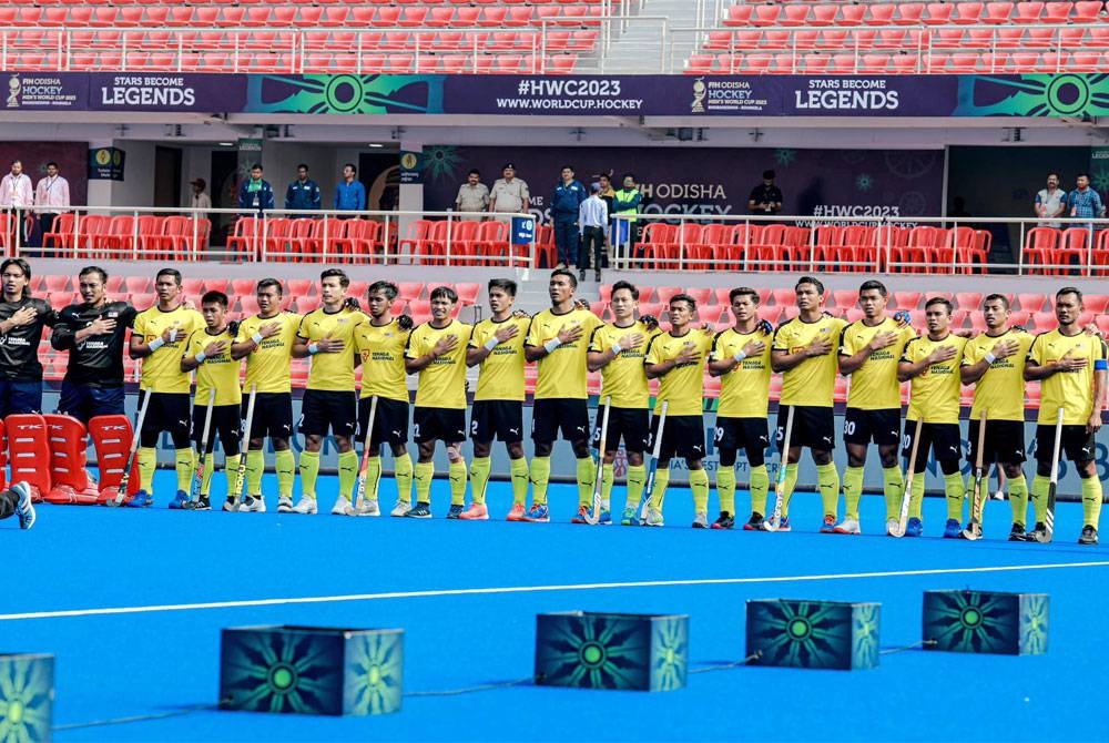 Para pemain Malaysian Tigers ketika menggalas cabaran negara di Piala Dunia 2023 di India bulan lalu. FOTO: Malaysian Hockey Confederation