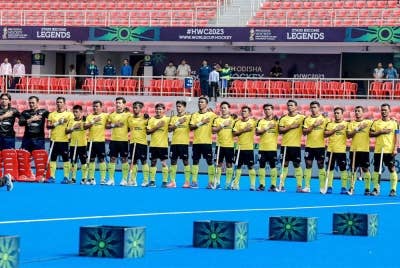 Para pemain Malaysian Tigers ketika menggalas cabaran negara di Piala Dunia 2023 di India bulan lalu. FOTO: Malaysian Hockey Confederation