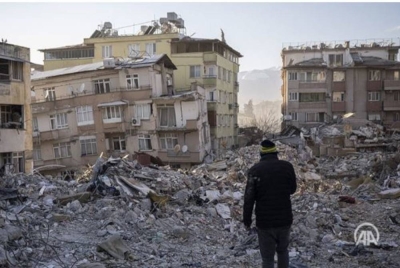 Gempa bumi besar berukuran 7.8 pada skala Richter melanda selatan Turki dan barat laut Syria Isnin lalu, meragut puluhan ribu nyawa. -Foto Anadolu Agency