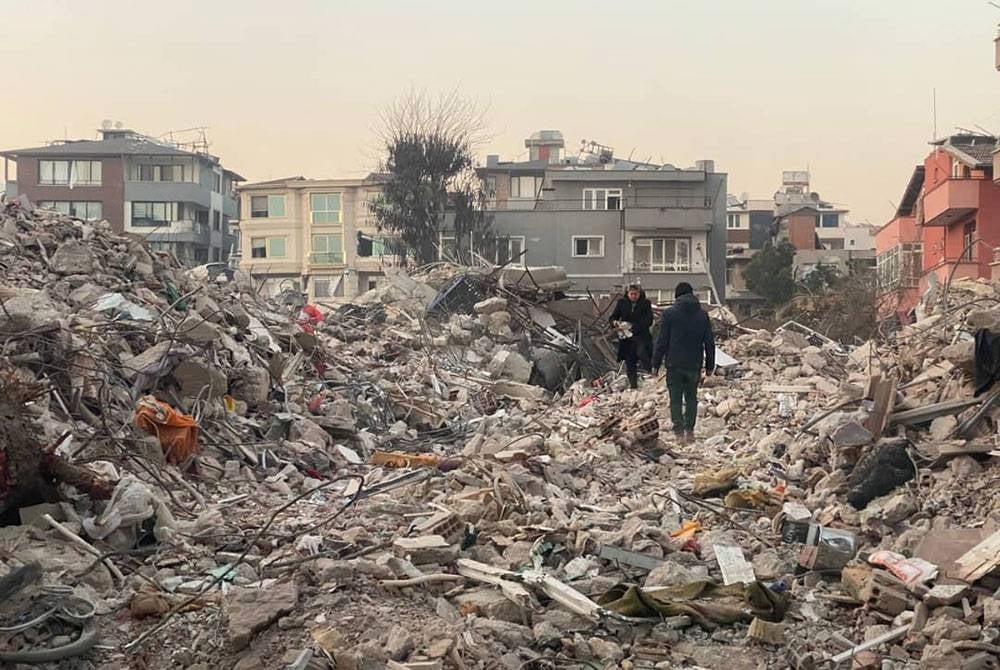 Keadaan bangunan kediaman Ibrahim di Antakya yang musnah dalam kejadian gempa bumi di Turkiye pada 6 Februari lalu.