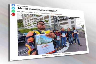 Laporan Sinar Harian berkenaan keluhan pemilik rumah PR1MA pada Ahad.