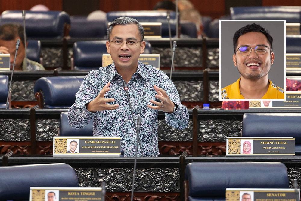 Fahmi ketika sesi soal jawab lisan pada Mesyuarat Pertama Penggal Kedua Parlimen ke-15 di Bangunan Parlimen pada Khamis. - Foto Bernama (Gambar kecil: Khairul Aming)