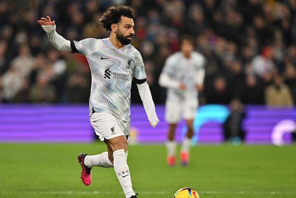 Aksi Mohamed Salah ketika menentang Crystal Palace yang berakhir dengan keputusan seri tanpa jaringan. FOTO AFP
