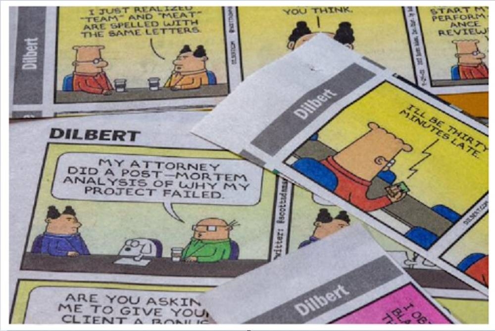 Antara episod dalam siri komik Dilbert yang pernah disiarkan dalam akhbar di AS. - Agensi