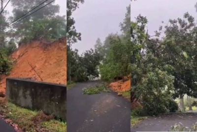 Insiden tanah runtuh di Jalan Kiara 6, Kampung Dato Abd Rahman Yassin di sini yang tular di laman Twitter.