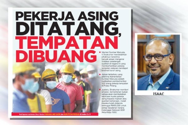 Laporan muka hadapan Sinar Harian pada Khamis.