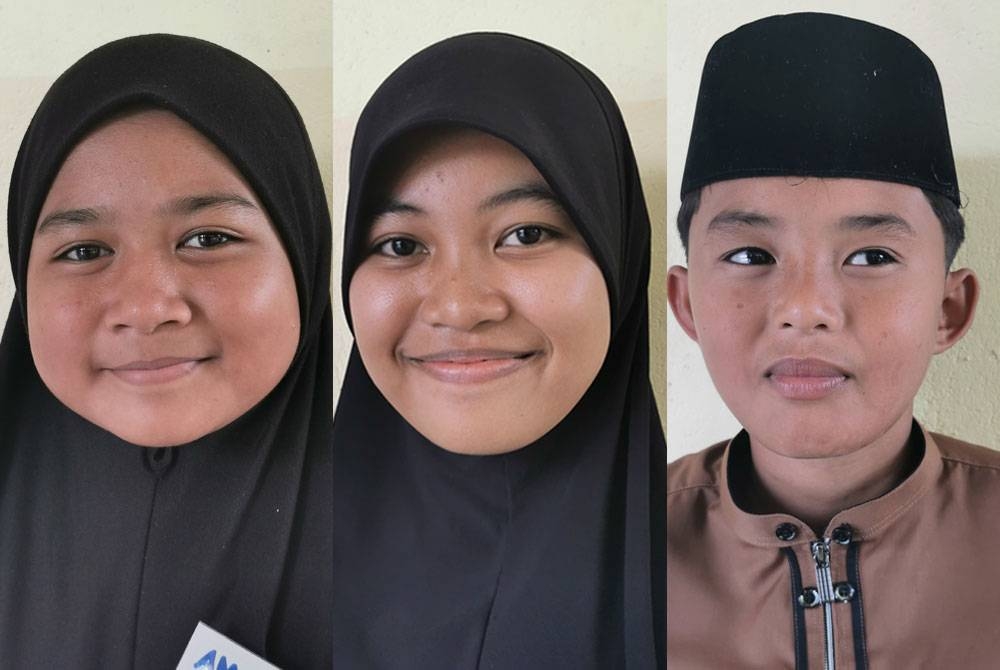 Dari kiri: Amiera Maisarah, Nurnurnadhirah dan Muhammad Amirul Haikal