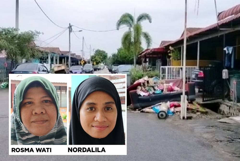 Keadaan sekitar Taman Pinggiran Felda Sungai Kelamah selepas banjir.