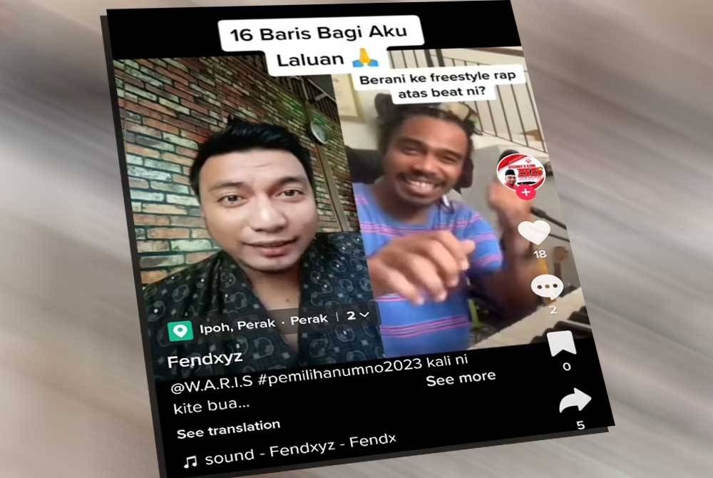 Effendy (kanan) mengumumkan bertanding pada pemilihan UMNO Bahagian Bagan Datuk dengan cara menyanyi rap di media sosial.