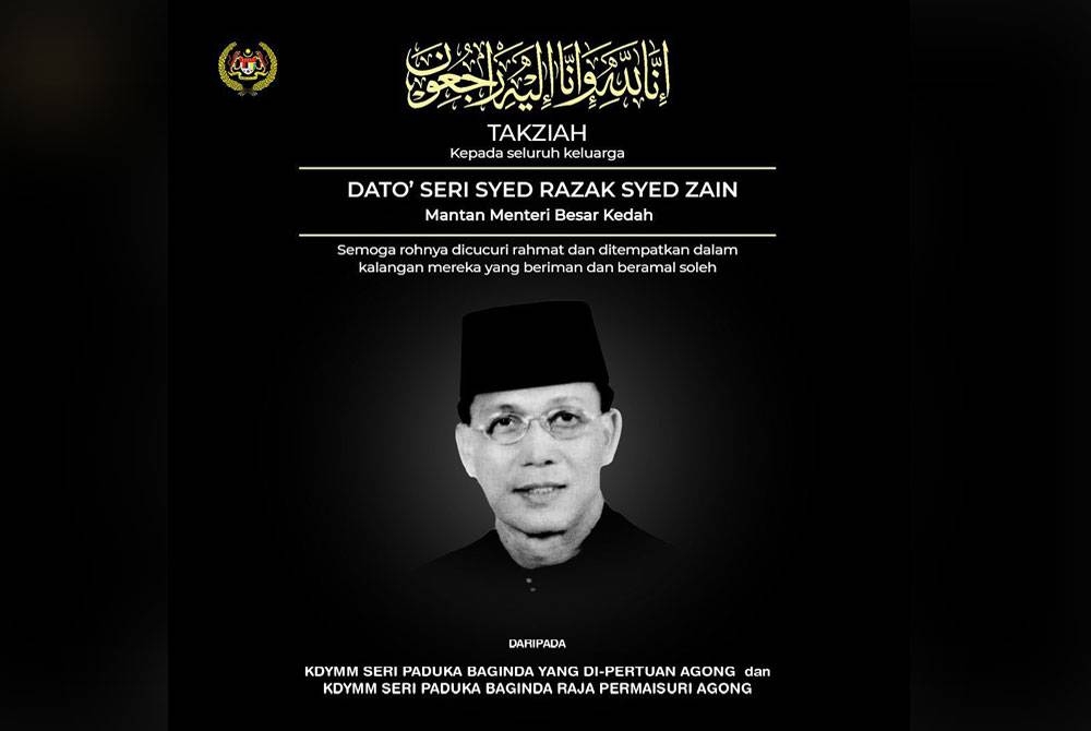 Syed Razak meninggal dunia pada Rabu. - Foto Facebook Istana Negara